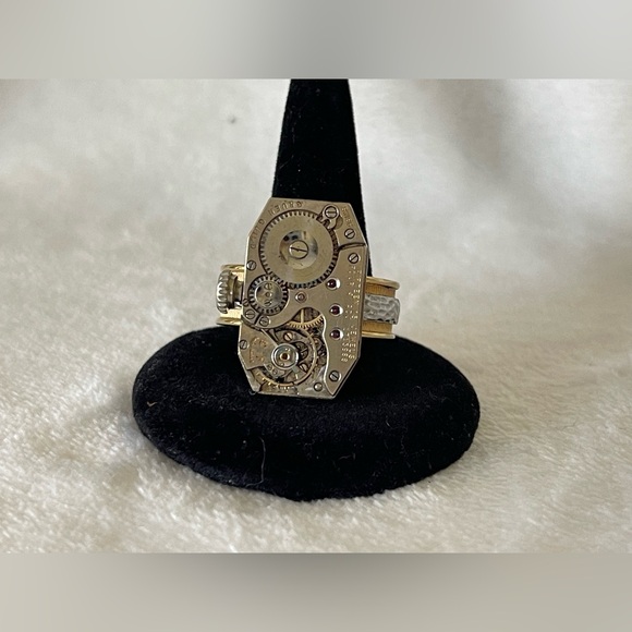 Watch Ring By Rewind stainless steel band watch Ruby steampunk burning man - Picture 8 of 10